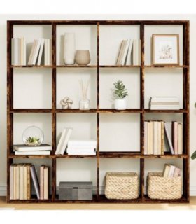 vidaXL Book Cabinet Smoked Oak 137.5x29x137.5 cm Engineered Wood — Size: 137.5 x 29 x 137.5 cm