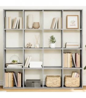 vidaXL Book Cabinet Concrete Grey 137.5x29x137.5 cm Engineered Wood — Size: 137.5 x 29 x 137.5 cm