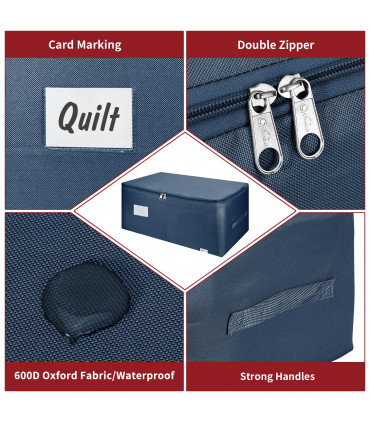 Storage Bags Organiser 50L Capacity Underbed Moving Bag Blue 22 x 13.8 x 9.8 in