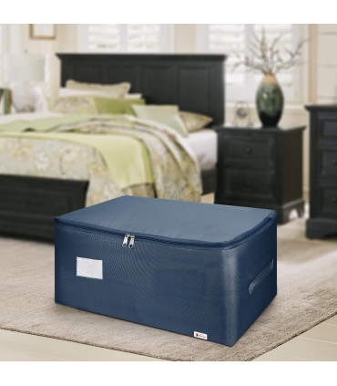 Storage Bags Organiser 50L Capacity Underbed Moving Bag Blue 22 x 13.8 x 9.8 in