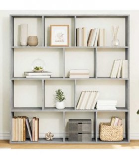 vidaXL Book Cabinet Concrete Grey 132x29x141.5 cm Engineered Wood — Size: 132 x 29 x 141.5 cm