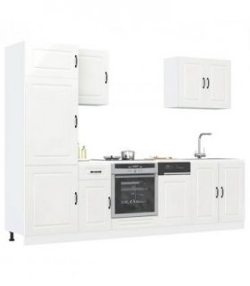 vidaXL 7 Piece Kitchen Cabinet Set Kalmar High Gloss White Engineered Wood — V0671991507