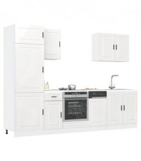 vidaXL 7 Piece Kitchen Cabinet Set Porto High Gloss White Engineered Wood
