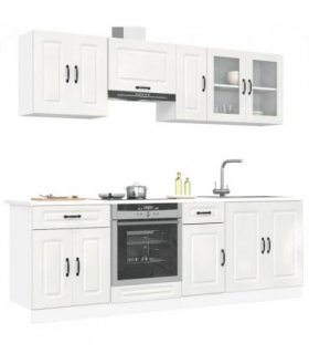 vidaXL 8 Piece Kitchen Cabinet Set Kalmar High Gloss White Engineered Wood — V0671991570