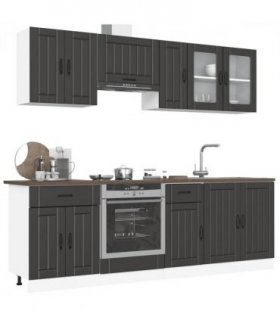vidaXL 8 Piece Kitchen Cabinet Set Kalmar Black Engineered Wood — V0671991576