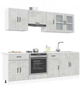 vidaXL 8 Piece Kitchen Cabinet Set Lucca Concrete Grey Engineered Wood — V0671991582