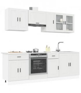 vidaXL 8 Piece Kitchen Cabinet Set Porto White Engineered Wood — V0671991584