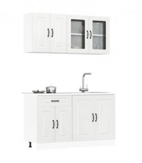 vidaXL 4 Piece Kitchen Cabinet Set Kalmar High Gloss White Engineered Wood