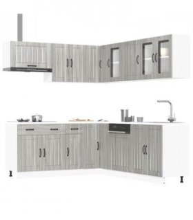 vidaXL 11 Piece Kitchen Cabinet Set Lucca Grey Sonoma Engineered Wood