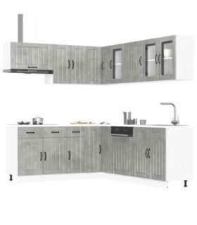 vidaXL 11 Piece Kitchen Cabinet Set Lucca Concrete Grey Engineered Wood — V0671991672