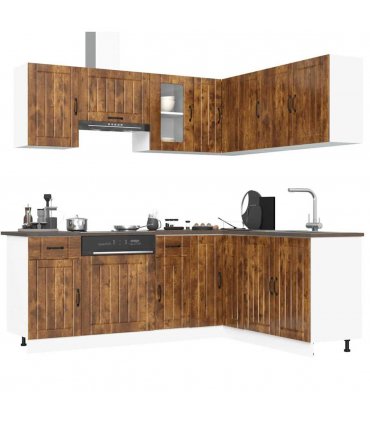 vidaXL 11 Piece Kitchen Cabinet Set Kalmar Smoked Oak Engineered Wood — V0671991684