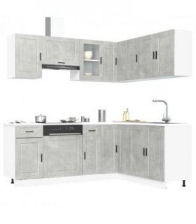 vidaXL 11 Piece Kitchen Cabinet Set Porto Concrete Grey Engineered Wood