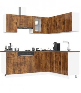 vidaXL 11 Piece Kitchen Cabinet Set Porto Smoked Oak Engineered Wood