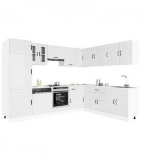 vidaXL 14 Piece Kitchen Cabinet Set Kalmar Gloss White Engineered Wood — Colour: high gloss white