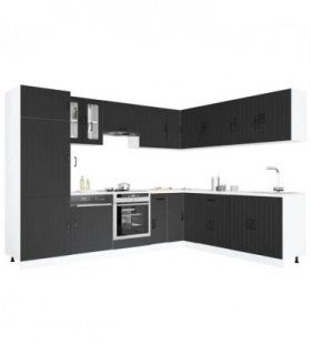 vidaXL 14 Piece Kitchen Cabinet Set Lucca Black Engineered Wood