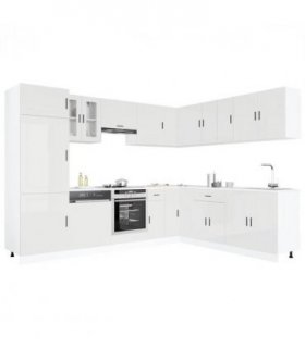 vidaXL 14 Piece Kitchen Cabinet Set Porto Gloss White Engineered Wood — Colour: high gloss white