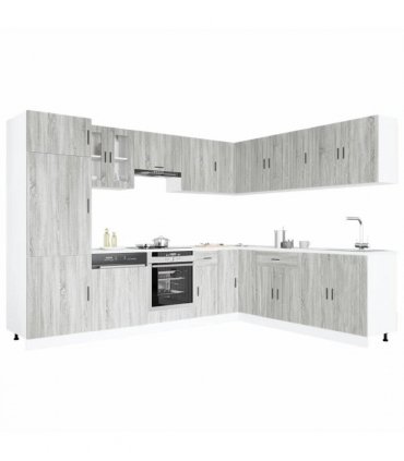 vidaXL 14 Piece Kitchen Cabinet Set Porto Grey Sonoma Engineered Wood
