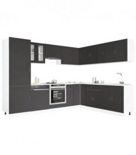 vidaXL 14 Piece Kitchen Cabinet Set Porto Black Engineered Wood
