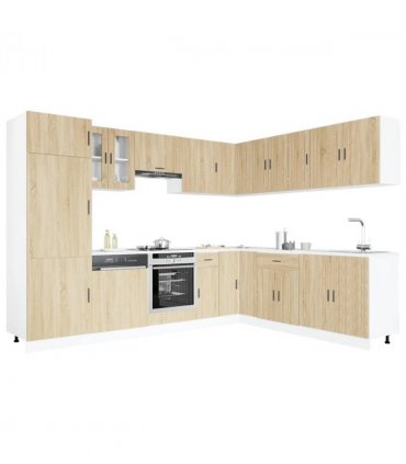vidaXL 14 Piece Kitchen Cabinet Set Porto Sonoma Oak Engineered Wood