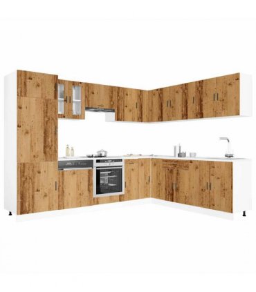 vidaXL 14 Piece Kitchen Cabinet Set Porto Old Wood Engineered Wood