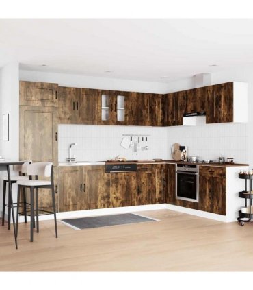 vidaXL Kitchen Cabinet with Door Kalmar 2 pcs Brown 80 x 46 x 81.5 cm — Colour: Smoked oak