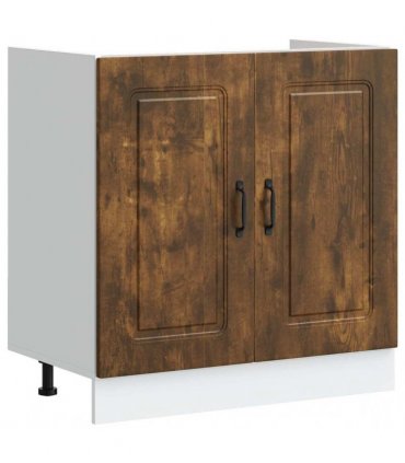 vidaXL Kitchen Cabinet with Door Kalmar 2 pcs Brown 80 x 46 x 81.5 cm — Colour: Smoked oak