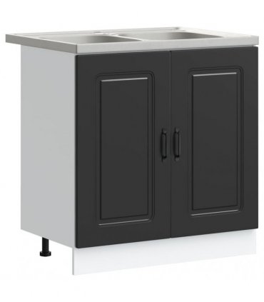 vidaXL Kitchen Cabinet Kalmar Black 80 x 46 x 81.5 cm Engineered Wood