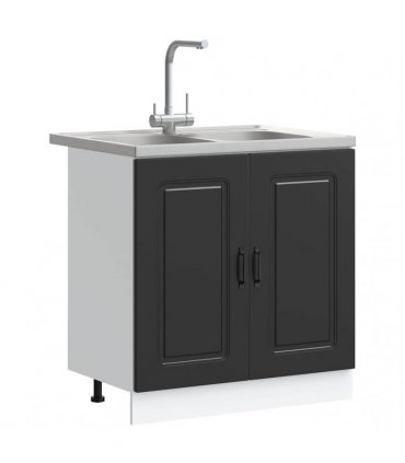 vidaXL Kitchen Cabinet Kalmar Black 80 x 46 x 81.5 cm Engineered Wood