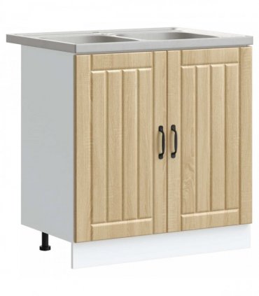 vidaXL Sink Base Cabinet Lucca 2 pcs Sonoma Oak Engineered Wood