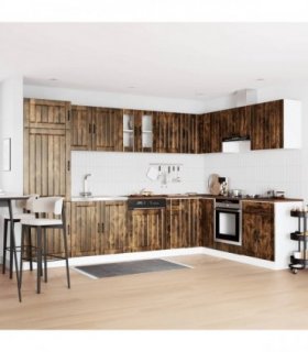 vidaXL Sink Base Cabinet Lucca 2 pcs Smoked Oak Engineered Wood