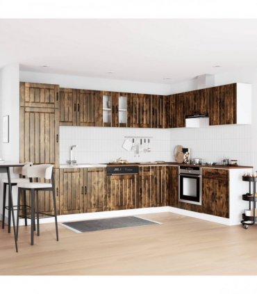 vidaXL Sink Base Cabinet Lucca 2 pcs Smoked Oak Engineered Wood