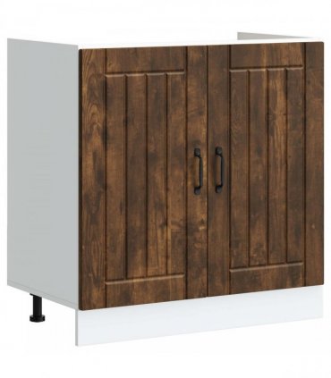 vidaXL Sink Base Cabinet Lucca 2 pcs Smoked Oak Engineered Wood
