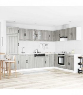 vidaXL Sink Base Cabinet Lucca 2 pcs Grey Sonoma Engineered Wood