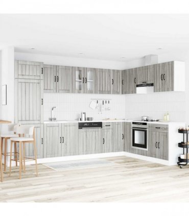 vidaXL Sink Base Cabinet Lucca 2 pcs Grey Sonoma Engineered Wood