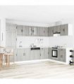 vidaXL Sink Base Cabinet Lucca 2 pcs Grey Sonoma Engineered Wood