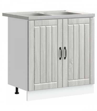 vidaXL Sink Base Cabinet Lucca 2 pcs Grey Sonoma Engineered Wood