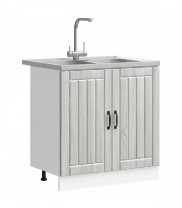vidaXL Sink Base Cabinet Lucca 2 pcs Grey Sonoma Engineered Wood