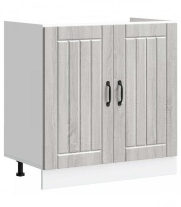 vidaXL Sink Base Cabinet Lucca 2 pcs Grey Sonoma Engineered Wood