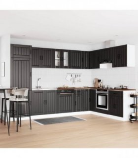 vidaXL Sink Base Cabinet with Door Lucca 2 pcs Black Engineered Wood