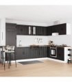 vidaXL Sink Base Cabinet with Door Lucca 2 pcs Black Engineered Wood