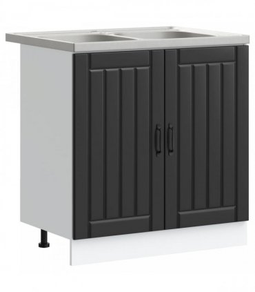 vidaXL Sink Base Cabinet with Door Lucca 2 pcs Black Engineered Wood