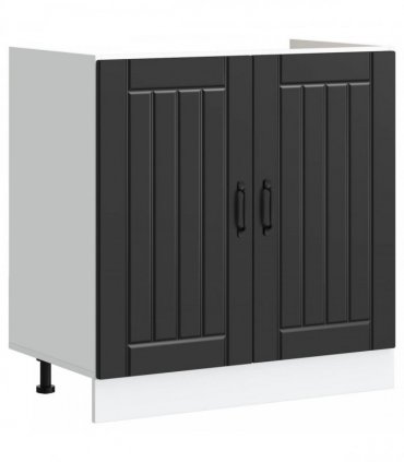 vidaXL Sink Base Cabinet with Door Lucca 2 pcs Black Engineered Wood
