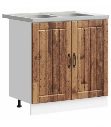 vidaXL Sink Base Cabinet Lucca 2 pcs Old Wood Engineered Wood
