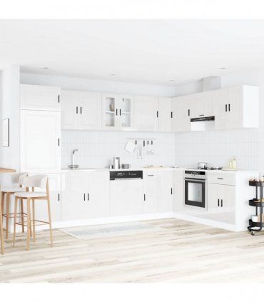 vidaXL Sink Base Cabinet with Door Porto 2 pcs White Engineered wood — Colour: High gloss white