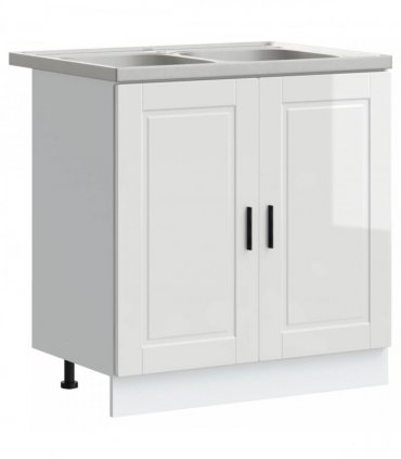 vidaXL Sink Base Cabinet with Door Porto 2 pcs White Engineered wood — Colour: High gloss white
