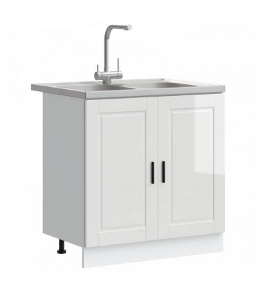 vidaXL Sink Base Cabinet with Door Porto 2 pcs White Engineered wood — Colour: High gloss white