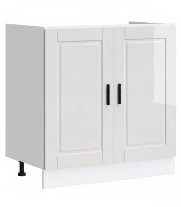 vidaXL Sink Base Cabinet with Door Porto 2 pcs White Engineered wood — Colour: High gloss white