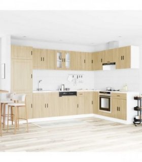 vidaXL Sink Base Cabinet with Door Porto 2 pcs Brown Engineered wood — Colour: Sonoma oak