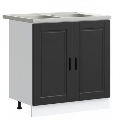 vidaXL Sink Base Cabinet with Door Porto 2 pcs Black Engineered wood