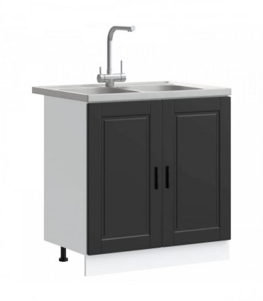 vidaXL Sink Base Cabinet with Door Porto 2 pcs Black Engineered wood
